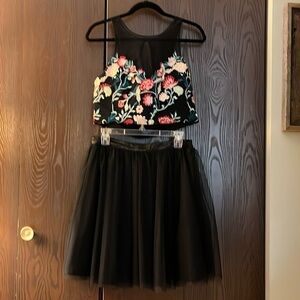 My Michelle 2 pc. Black net skirt and black embroidered top. Size 13